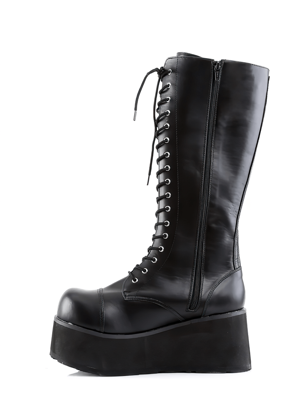 DEMONIA Goth Punk Knee-High Platform Boots with 17 Eyelets
