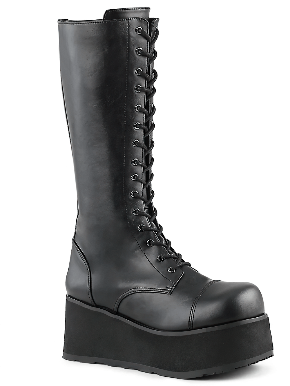 DEMONIA Goth Punk Knee-High Platform Boots with 17 Eyelets