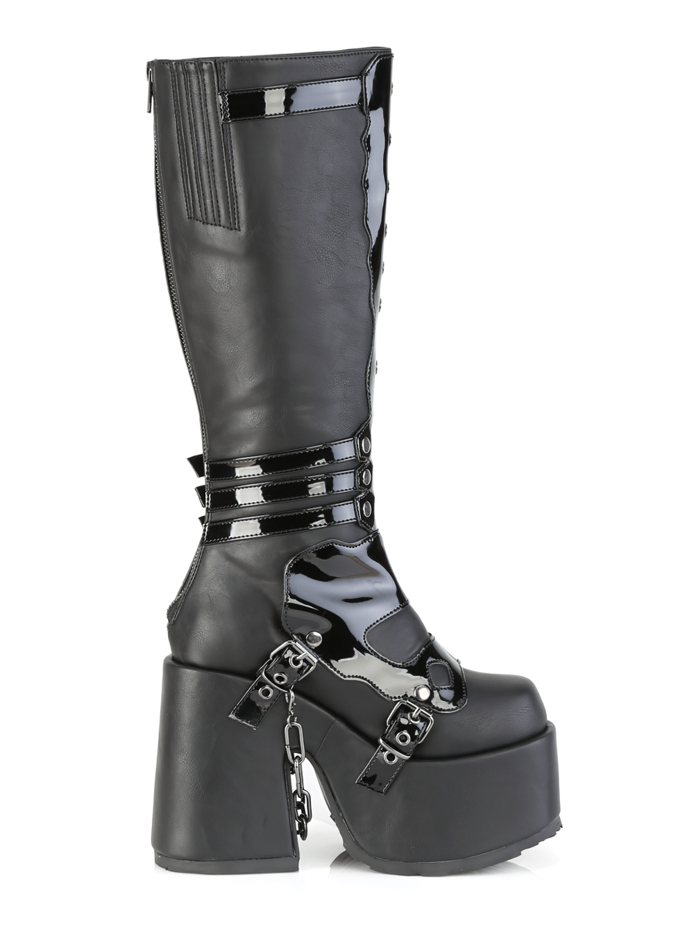 DEMONIA Gothic Draped Knee High Platform Boots with Chain