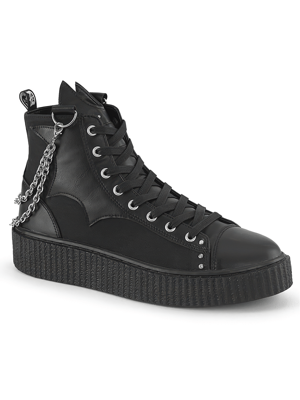 DEMONIA Gothic High-Top Sneakers with Bat Details