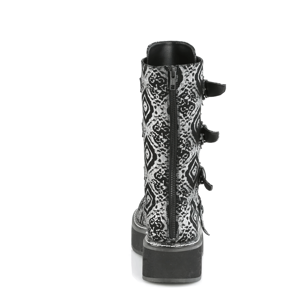 DEMONIA Gothic Mid-Calf Boots with Bat Buckle Straps