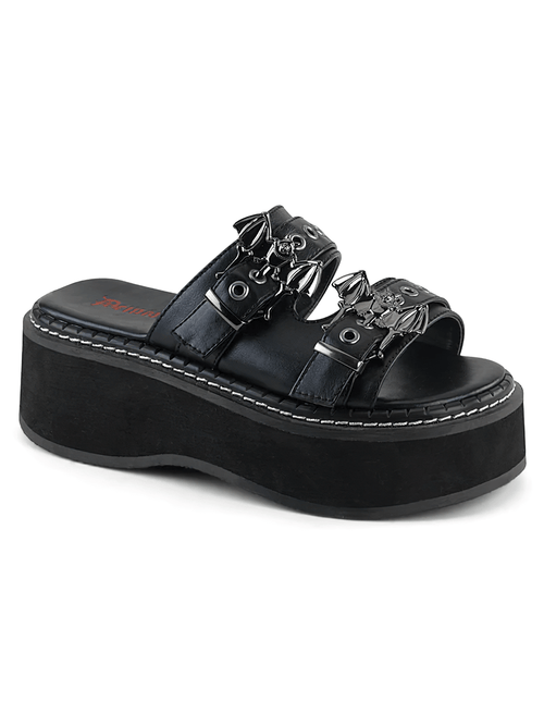DEMONIA Gothic Slide Sandals with Riveted Double Straps