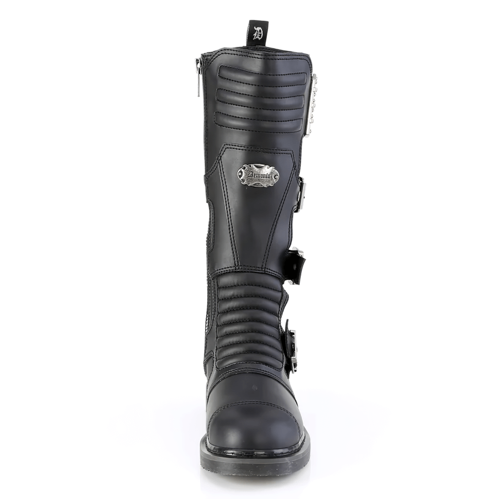 DEMONIA Knee High Combat Boot with Buckle Straps