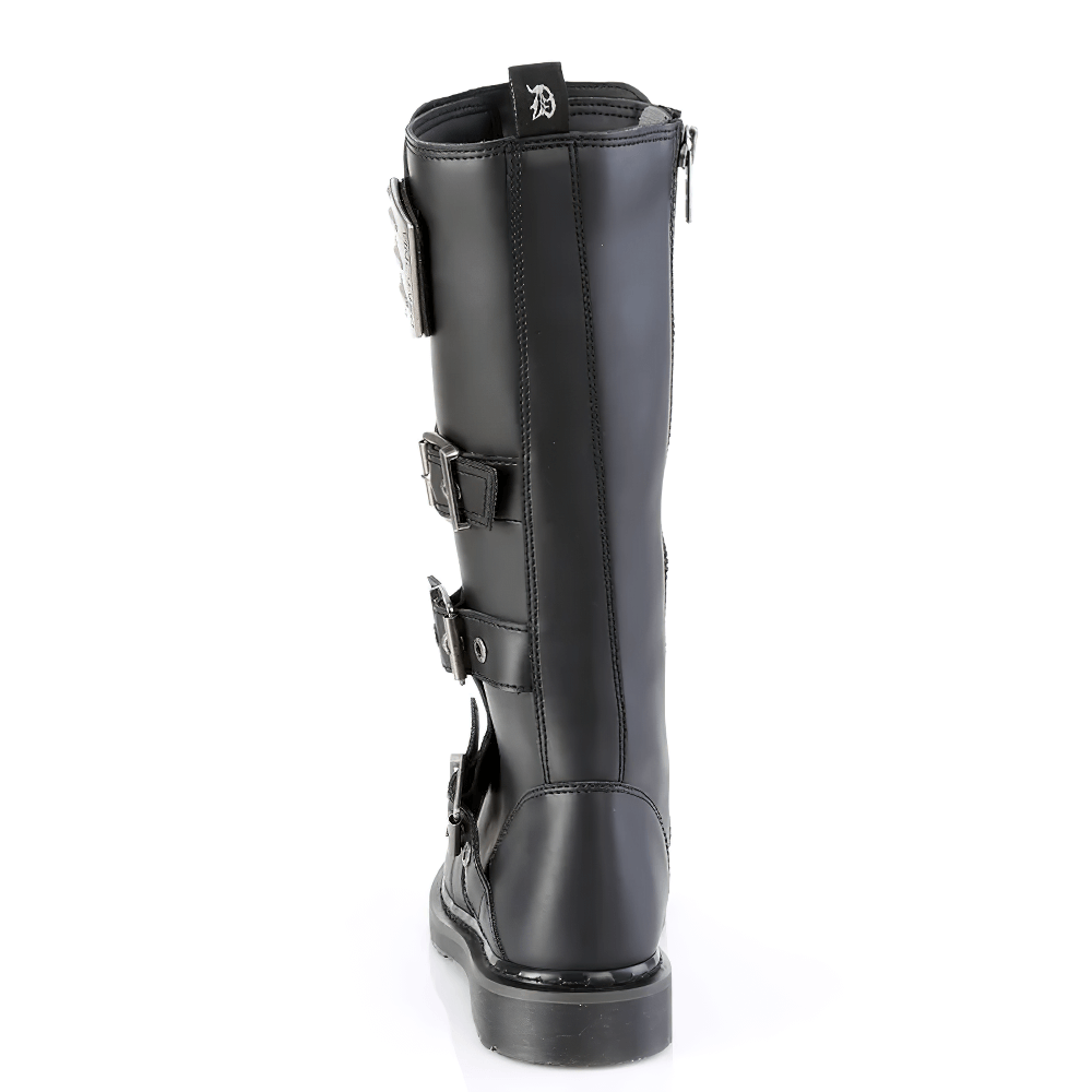 DEMONIA Knee High Combat Boot with Buckle Straps