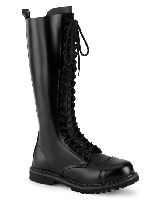 Kniehohe Schnürstiefel DEMONIA mit Stahlkappe und Gummisohle
