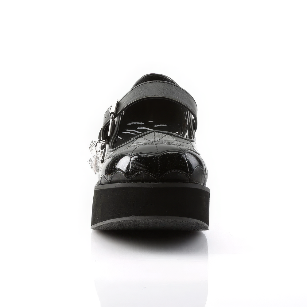 DEMONIA Mary Jane Platform Shoes with Spider Web Design