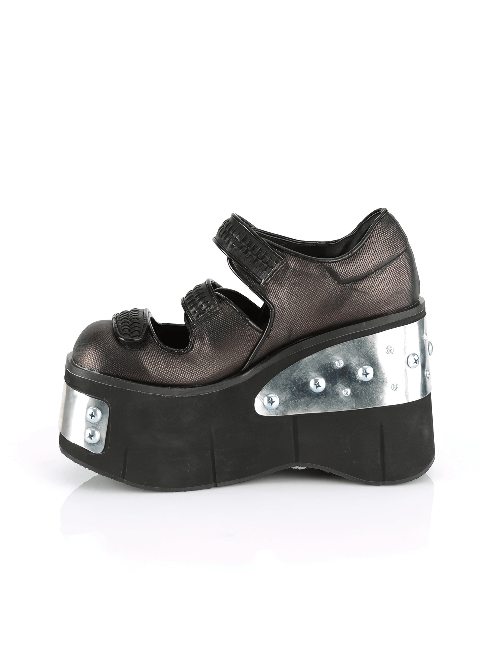 DEMONIA Metal Plated Platform Black-Pewter Lolita Shoes
