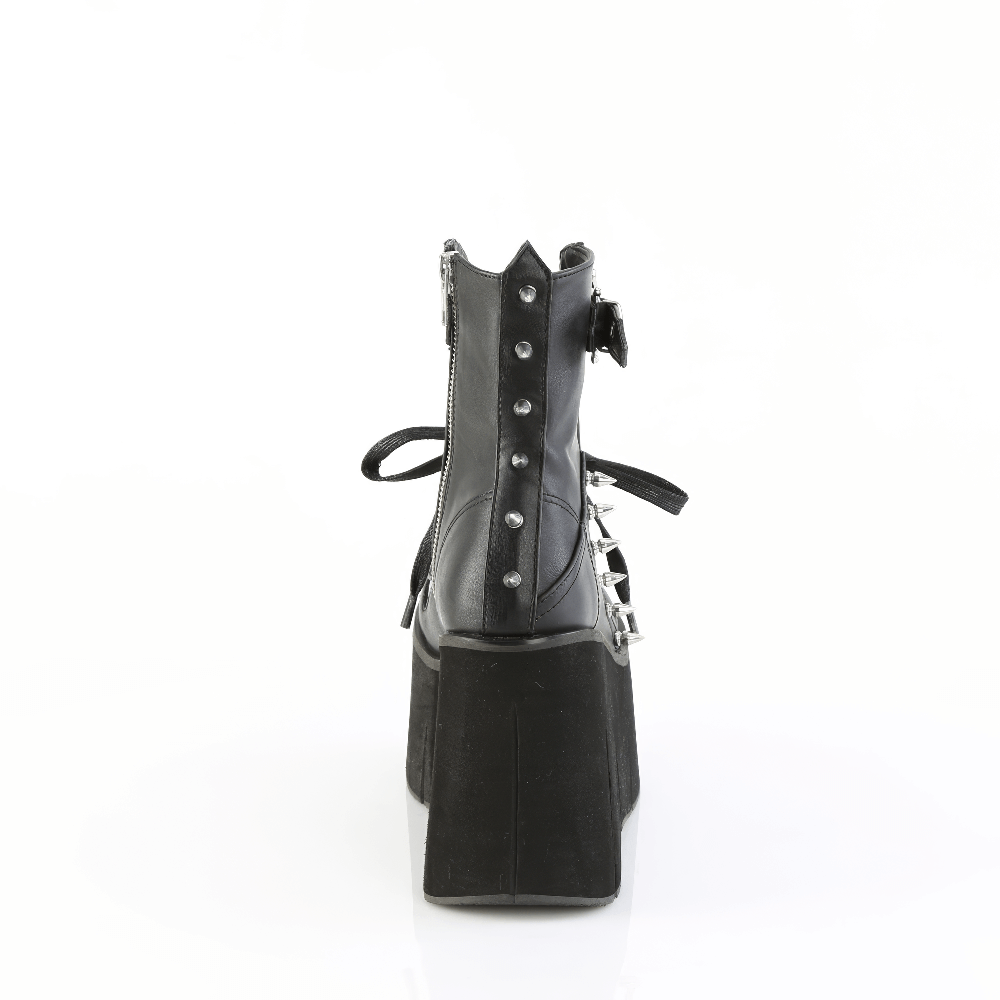 DEMONIA Metal Spike Studded Ankle Boot with Skull Detail