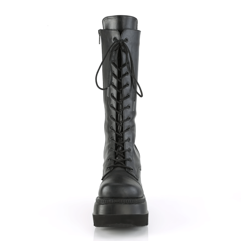 DEMONIA Mid-Calf Lace-Up Platform Boots for Women