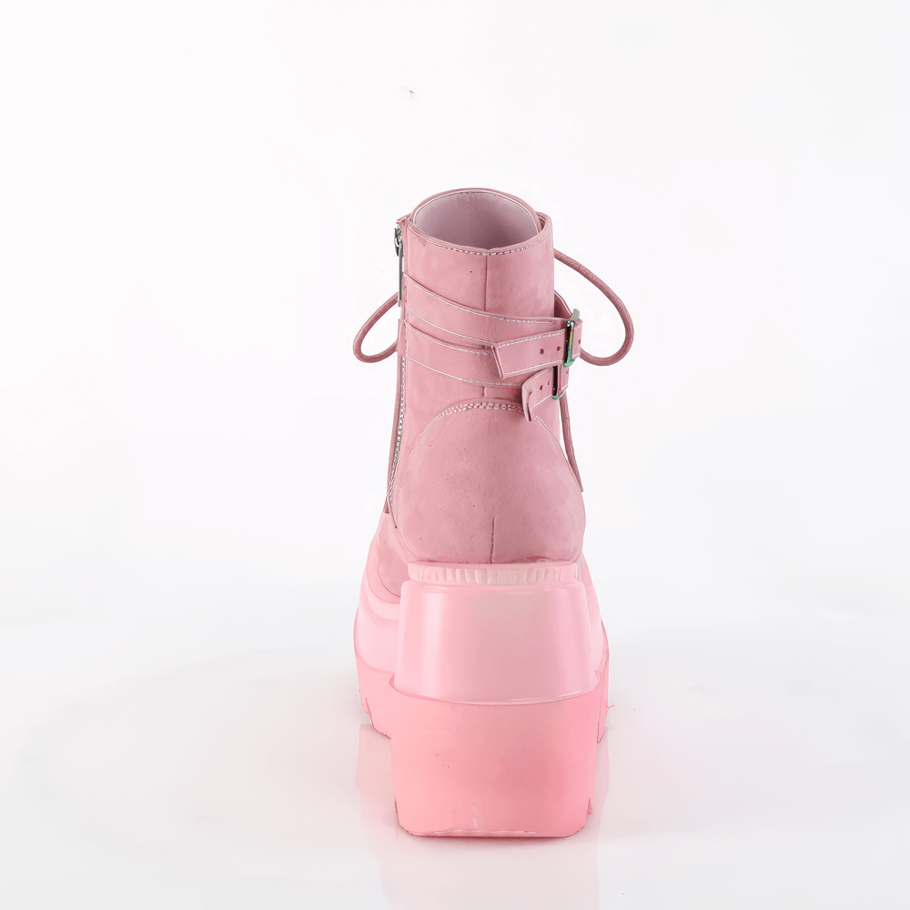 DEMONIA Pastel Goth Style Pink Wedge Platform Ankle Boot
