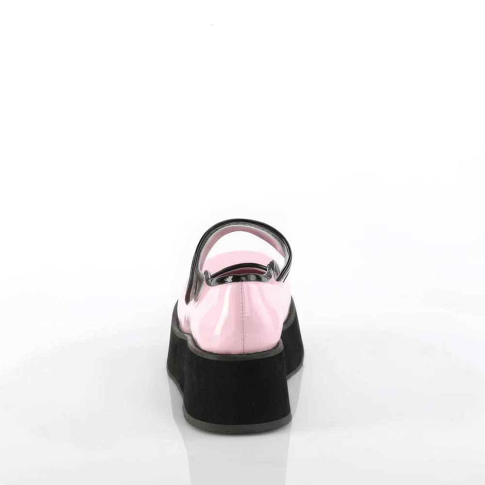 DEMONIA Pink Holographic Mary Jane Platform Shoes