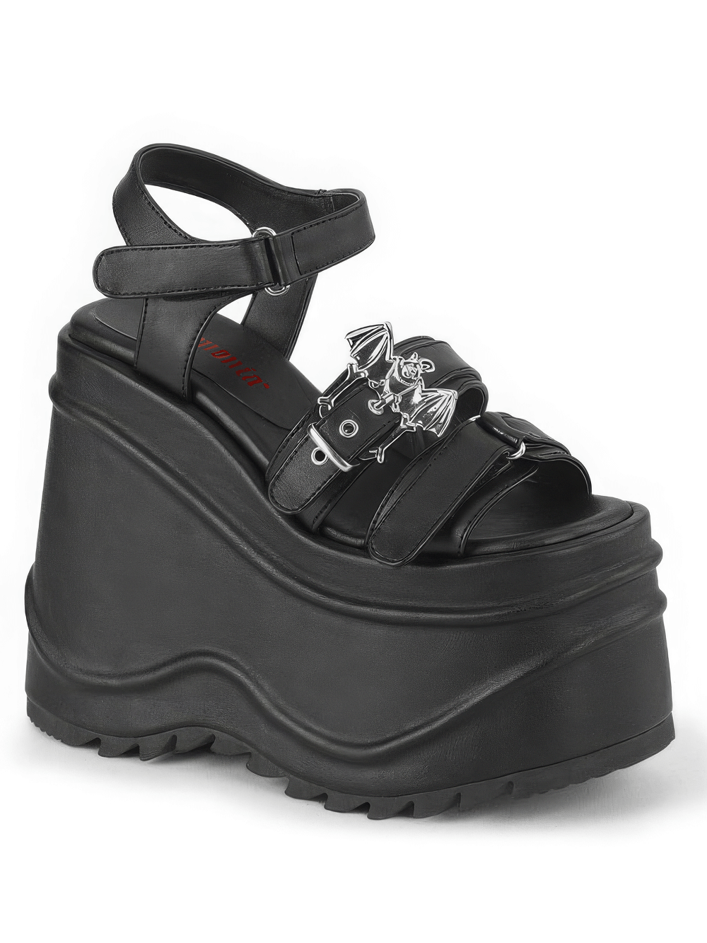 DEMONIA Platform Bat Buckle Sandals with Adjustable Straps