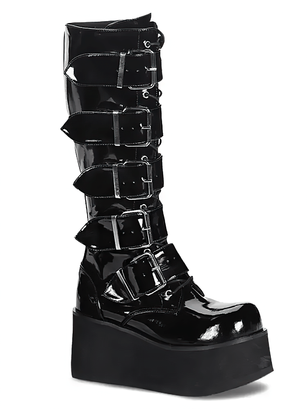 DEMONIA Platform Goth Punk Knee-High Boots with Buckles