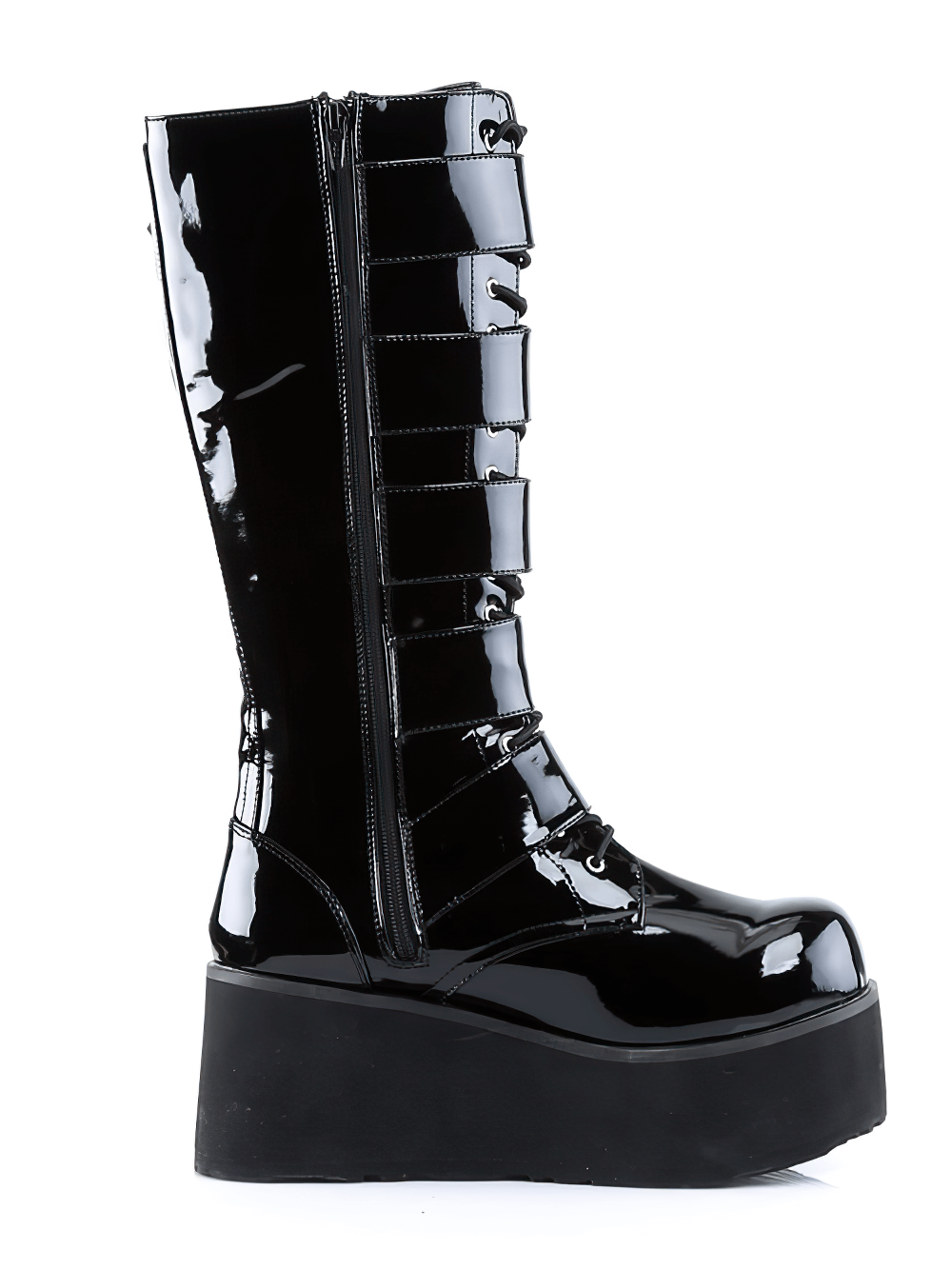 DEMONIA Platform Goth Punk Knee-High Boots with Buckles