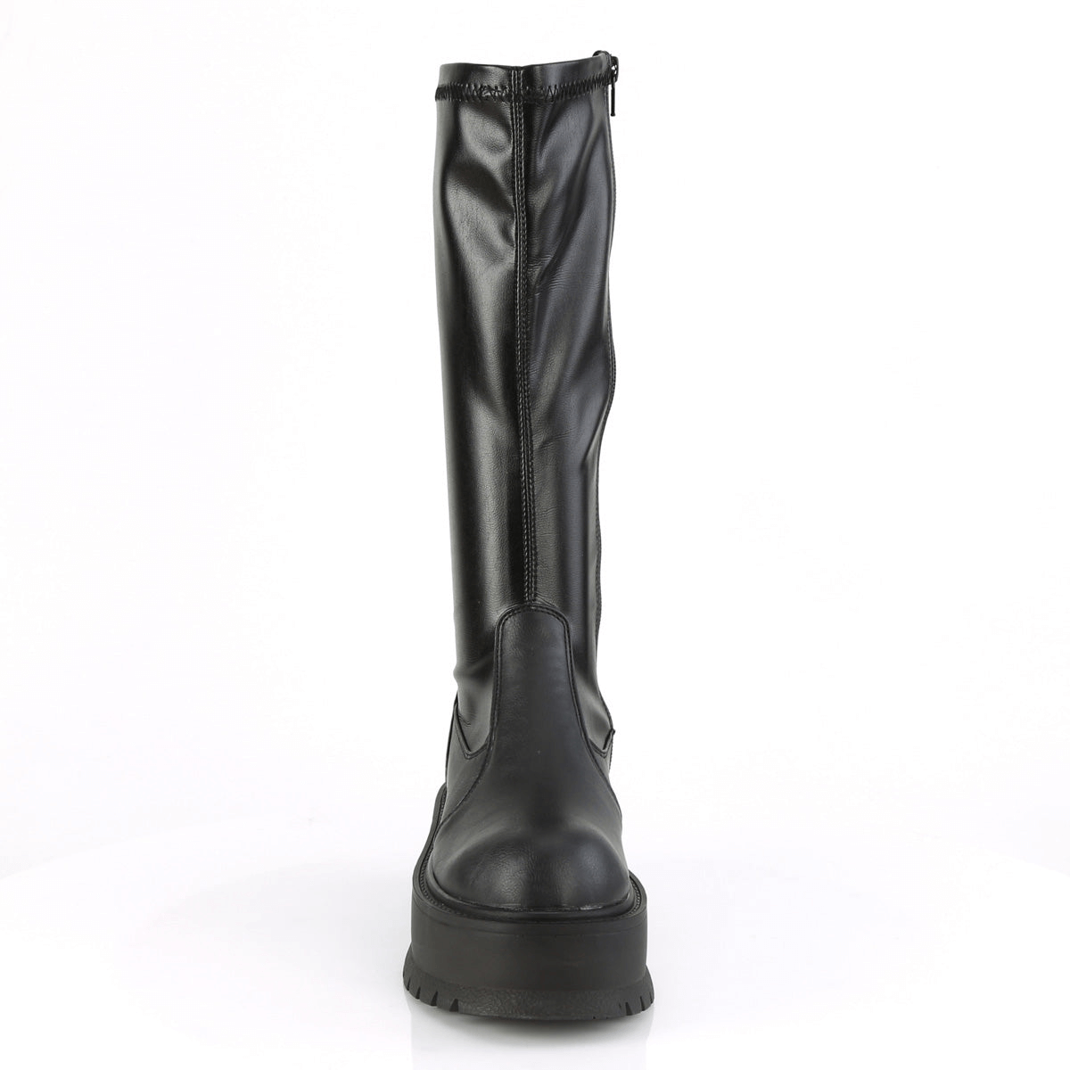 DEMONIA Platform Knee-High Boots with Inside Zip and Stretch