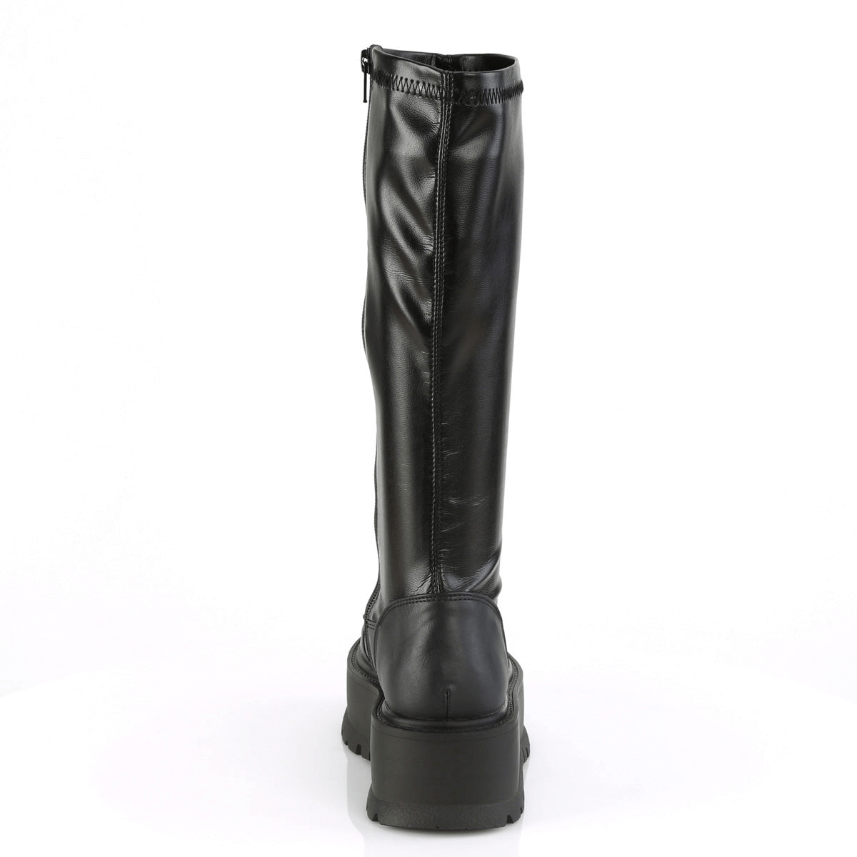 DEMONIA Platform Knee-High Boots with Inside Zip and Stretch