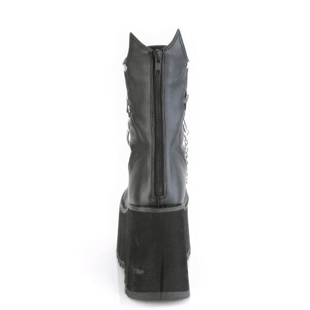 DEMONIA Platform Mid-Calf Boots with Chains and Studs