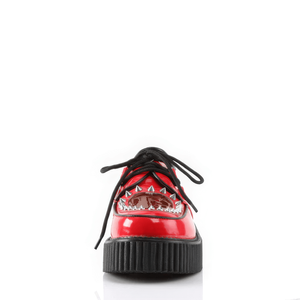 DEMONIA Platform Red Creepers with Heart Cutout Design