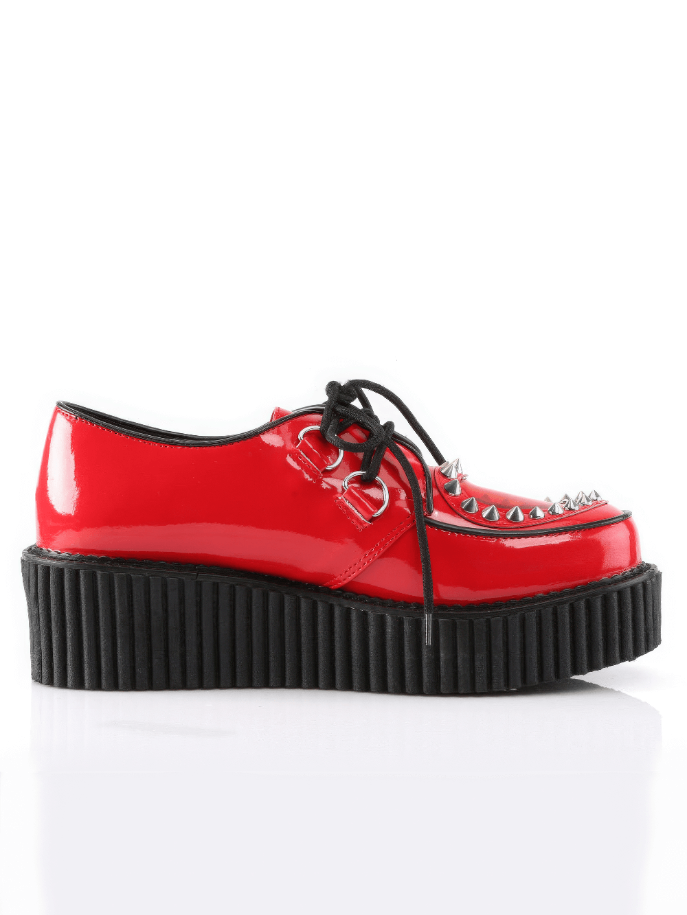 DEMONIA Platform Red Creepers with Heart Cutout Design