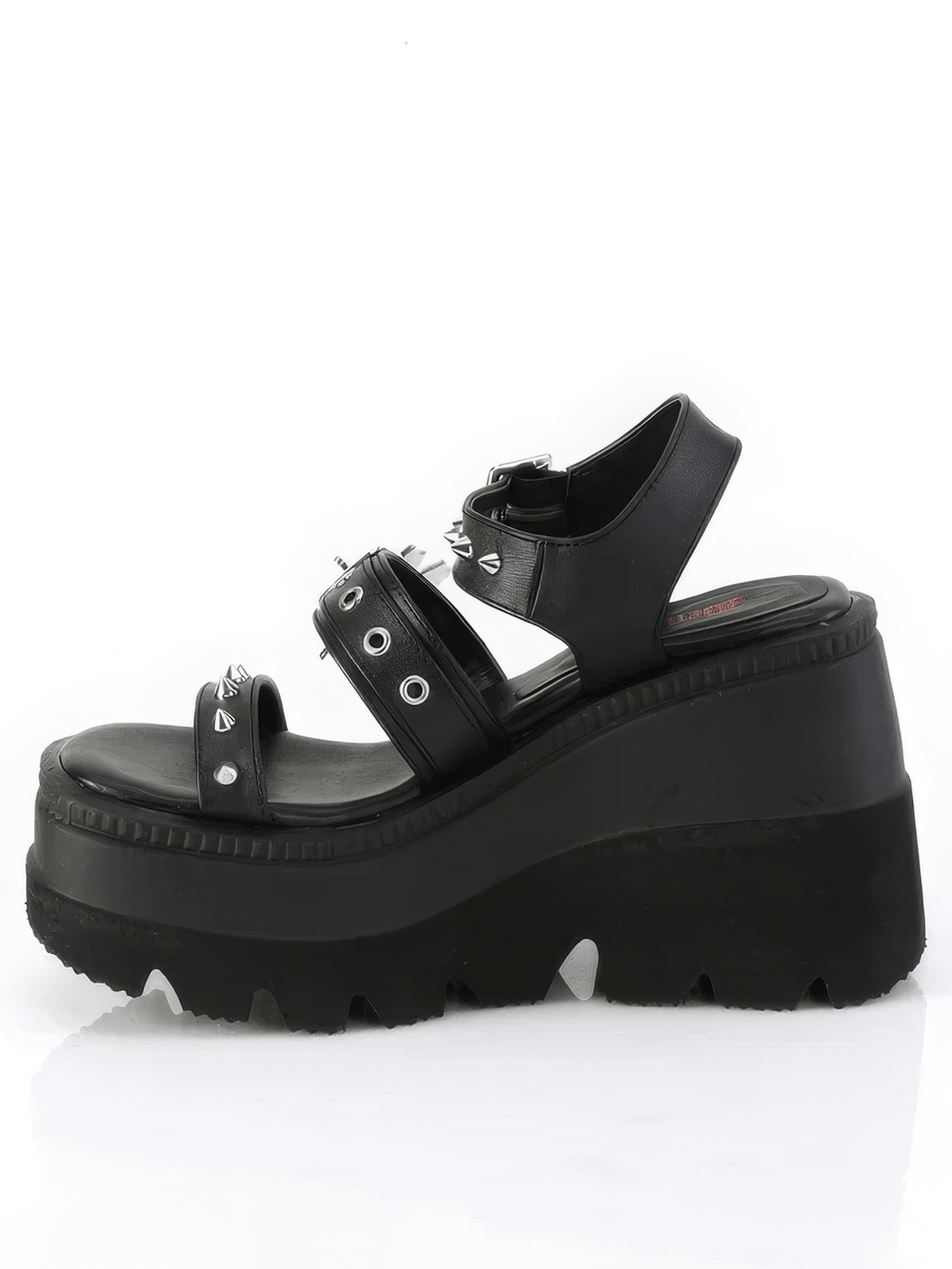DEMONIA Platform Sandals with Studs and Heart Buckle