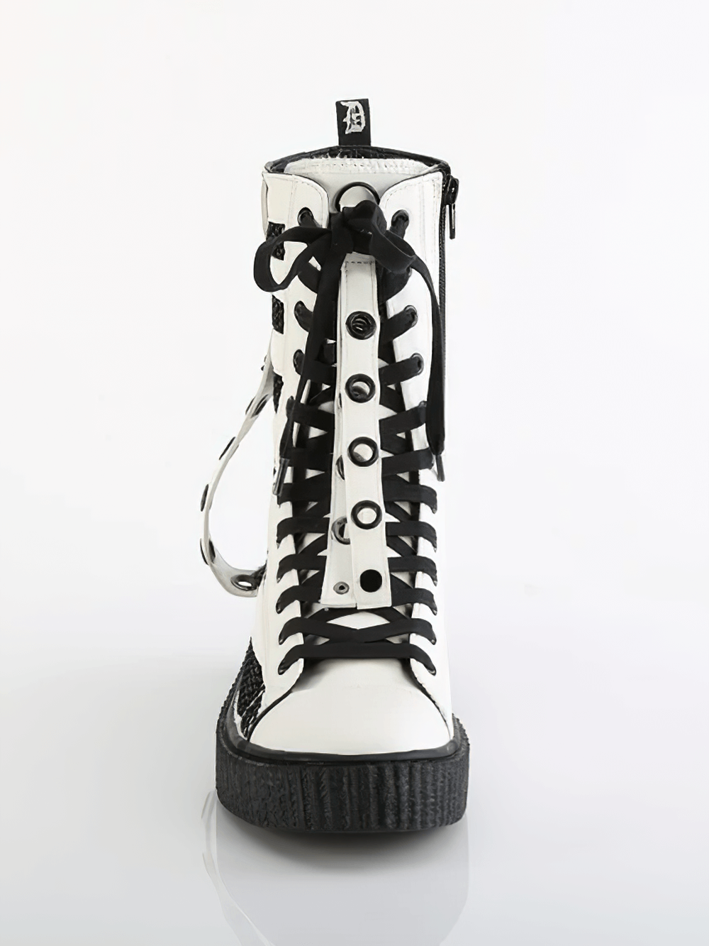 DEMONIA Punk Edgy Lace-Up Creeper Boots with Chain Detail