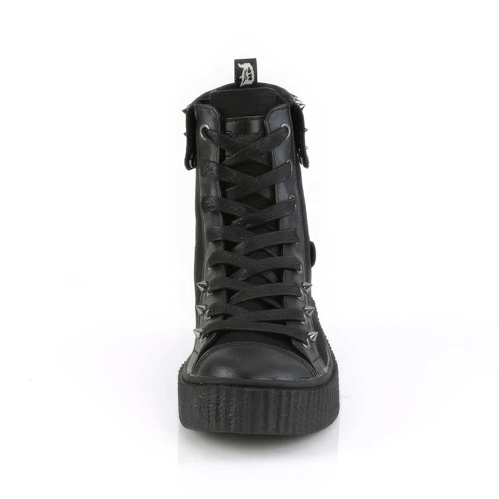 DEMONIA Punk High-Top Creeper Sneakers with Buckle and Studs