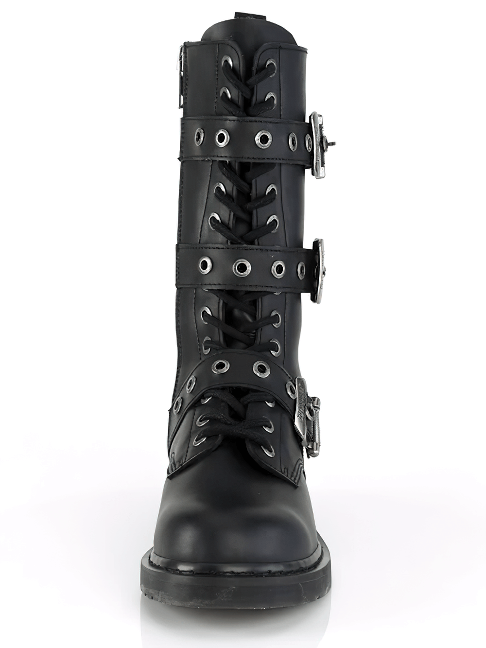 DEMONIA Punk-Inspired Mid-Calf Combat Boots with Buckles