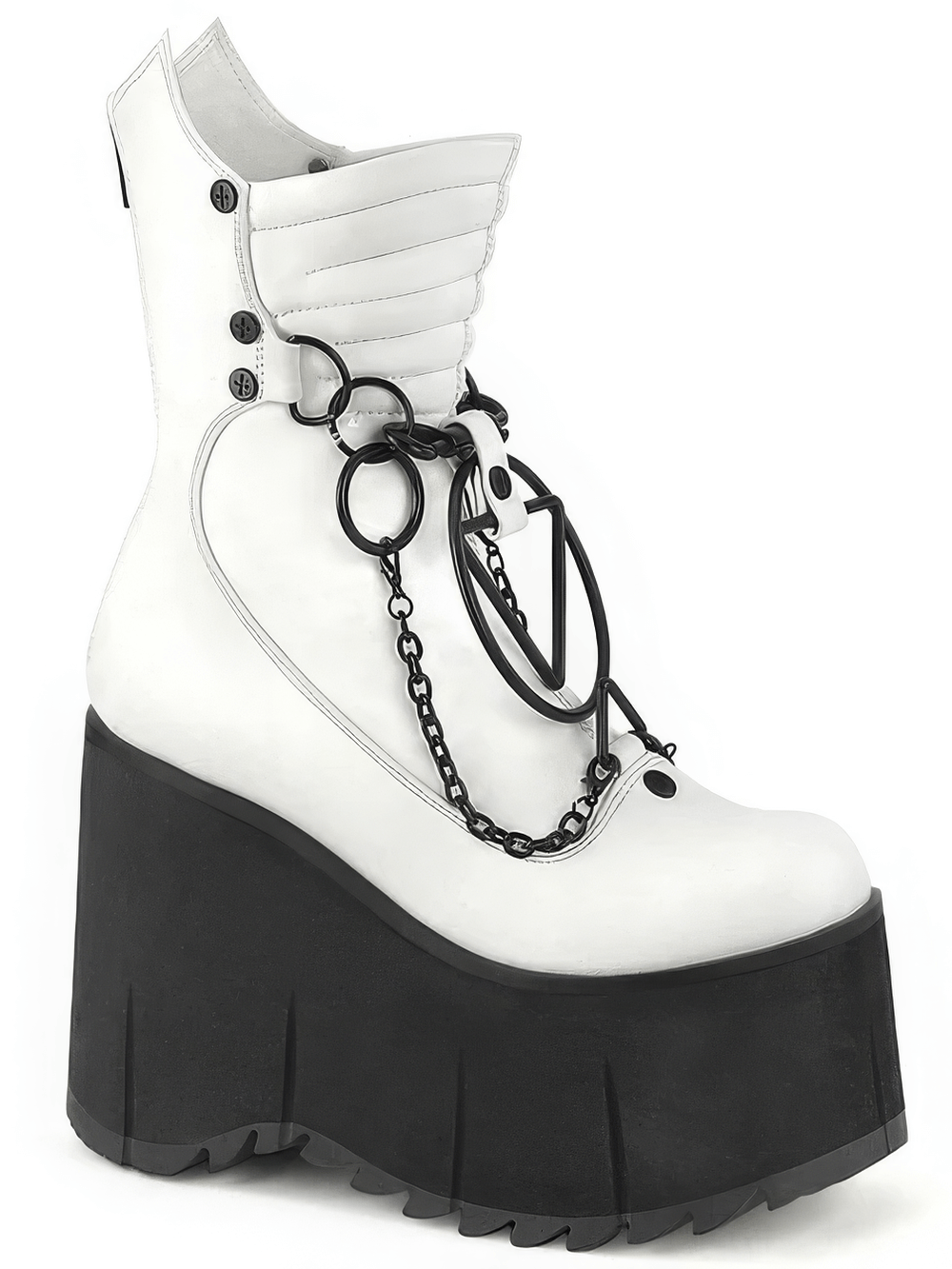 DEMONIA Punk-Inspired Mid-Calf Platform Boots with Chains