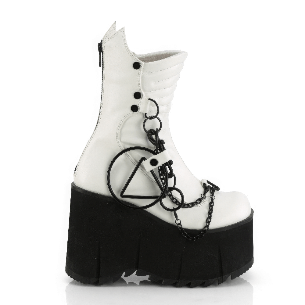 DEMONIA Punk-Inspired Mid-Calf Platform Boots with Chains
