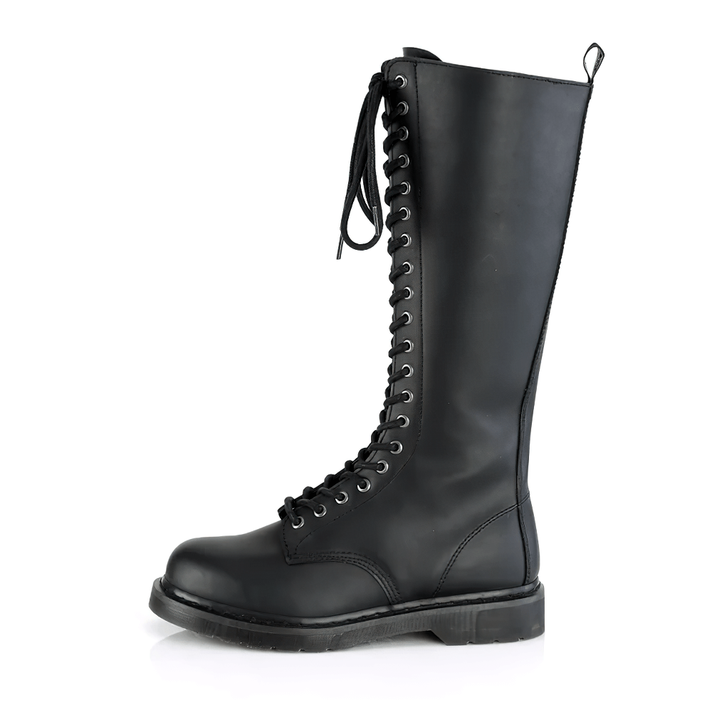 DEMONIA Punk Knee-High Boots with Vegan Leather