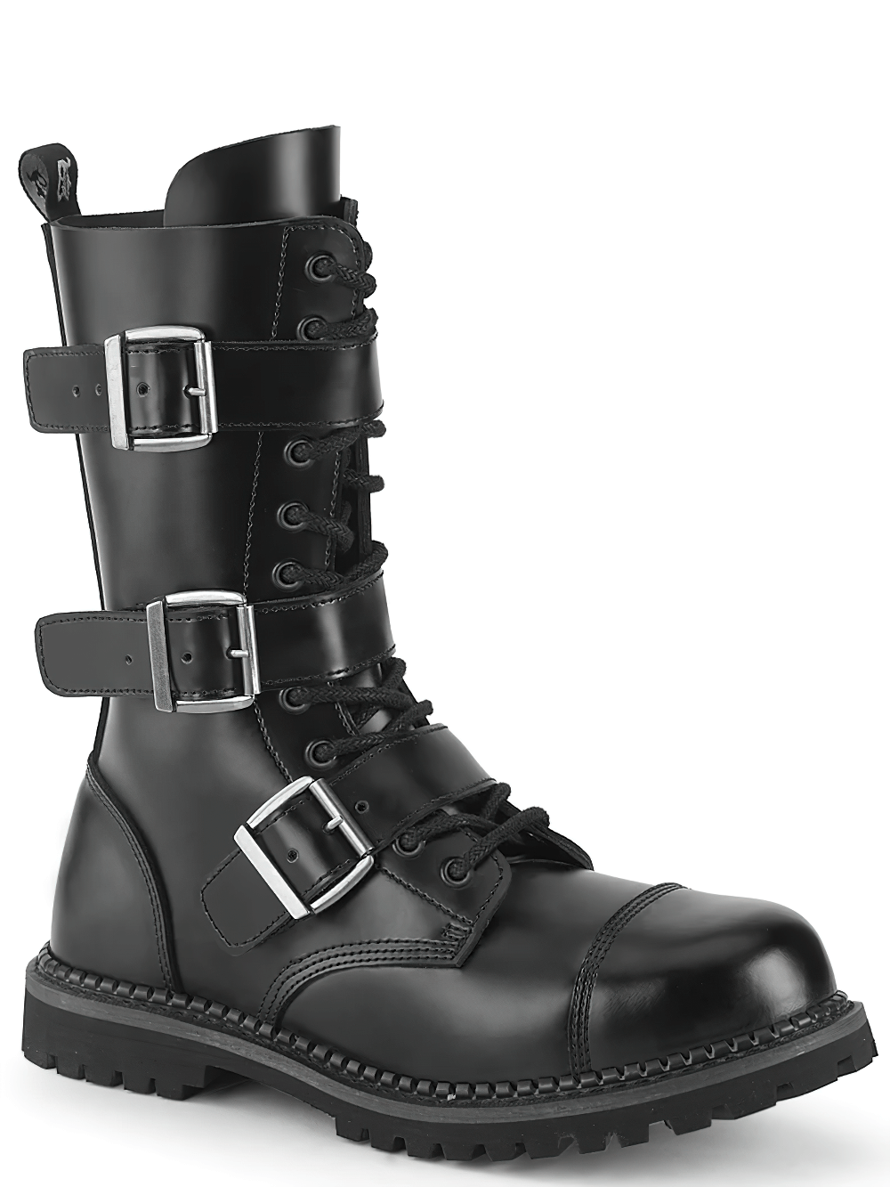 DEMONIA Punk Style Ankle Boots with Edgy Buckles