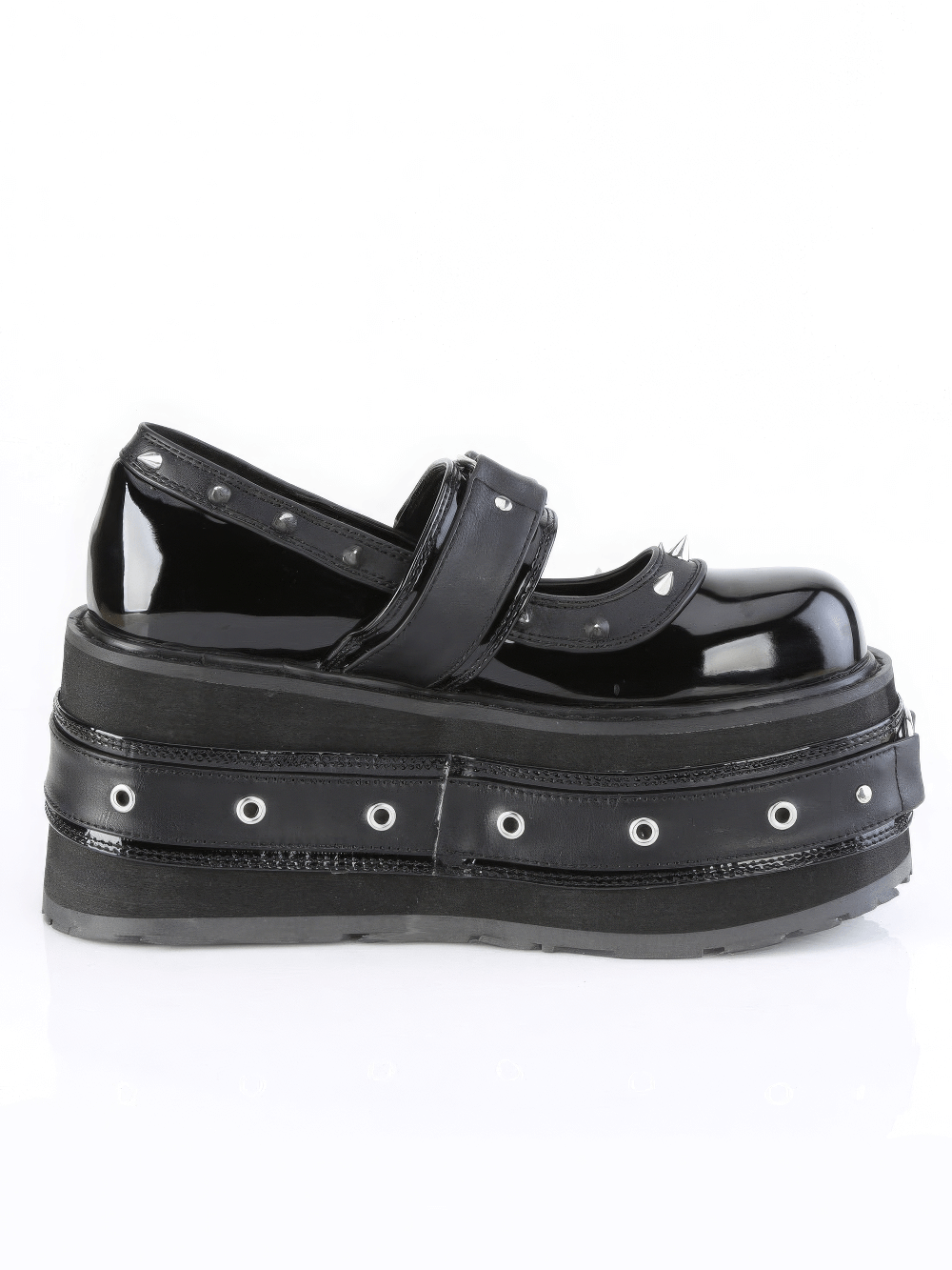 DEMONIA Spiked Platform Mary Jane with O-Ring Detail