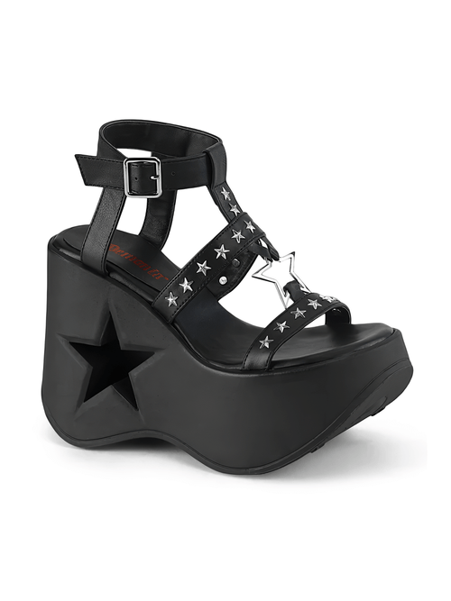 DEMONIA Plateau-Wickelriemen-Sandalen mit Sternenbesatz