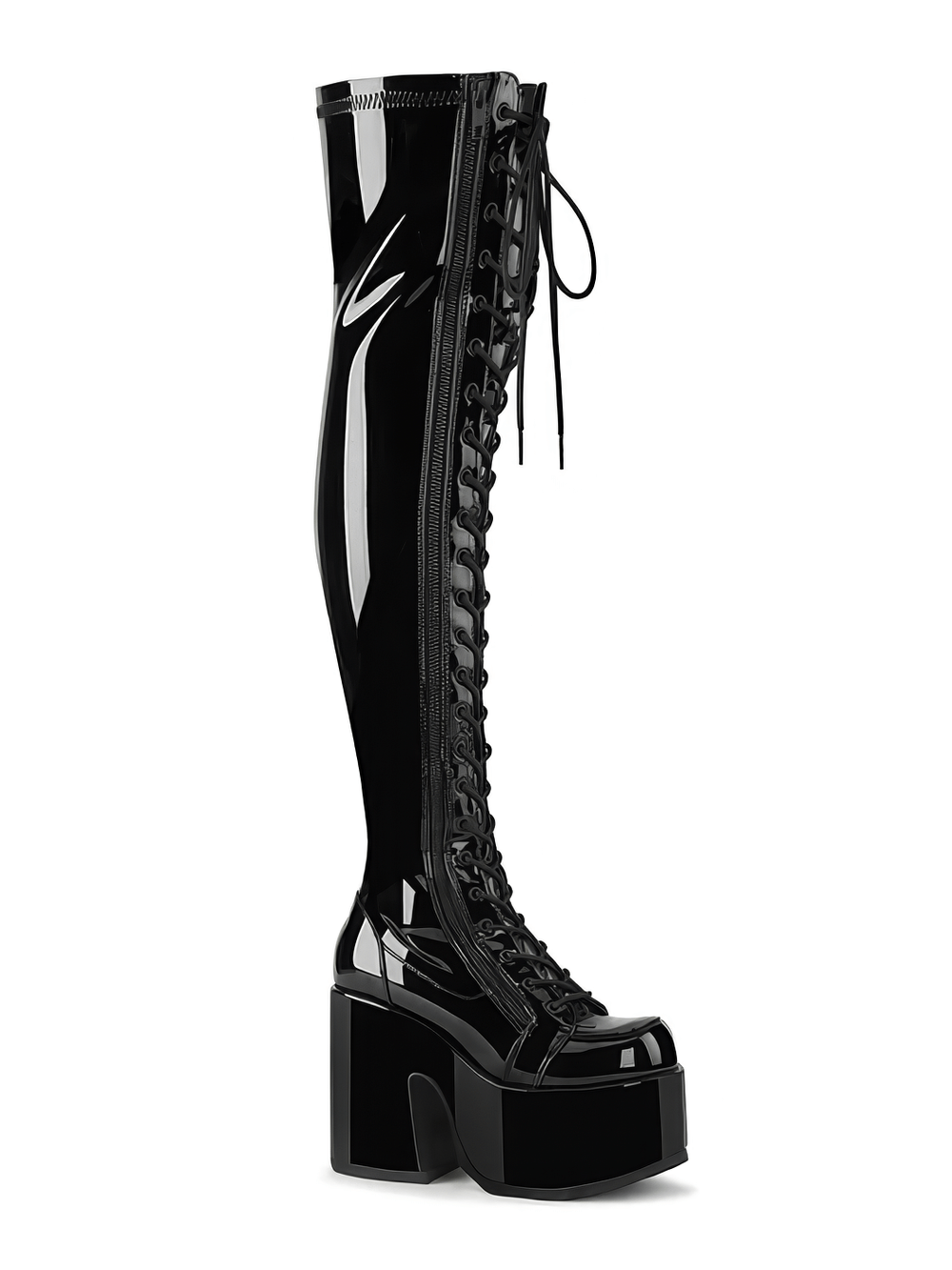 DEMONIA Statement Thigh-High Boots with Bold Platform