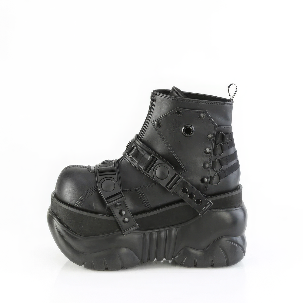 DEMONIA Strappy Cyberpunk Platform Ankle Boots with Buckles