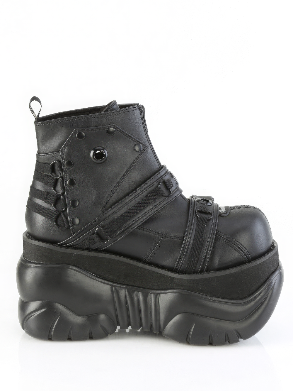 DEMONIA Strappy Cyberpunk Platform Ankle Boots with Buckles