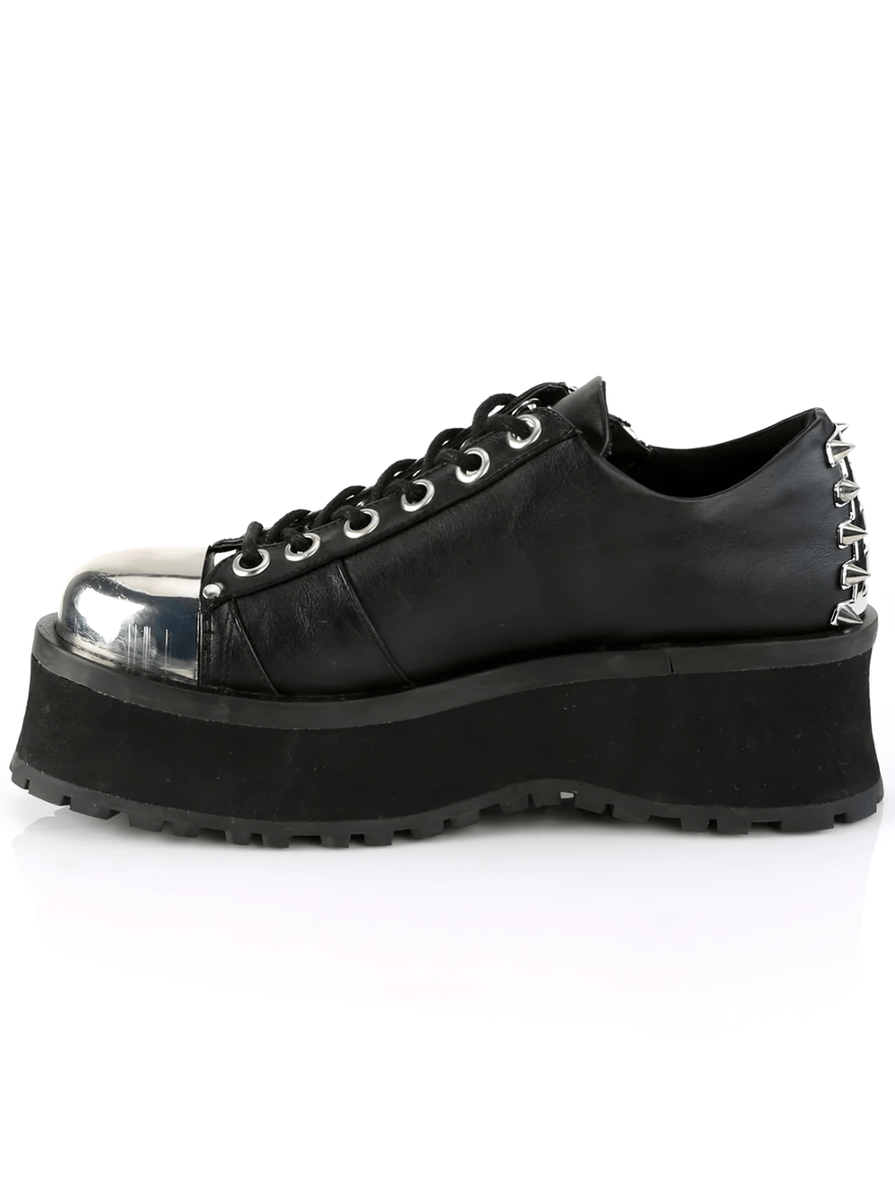 DEMONIA Studded Lace-Up Platform Sneakers with Metal Toe Cap