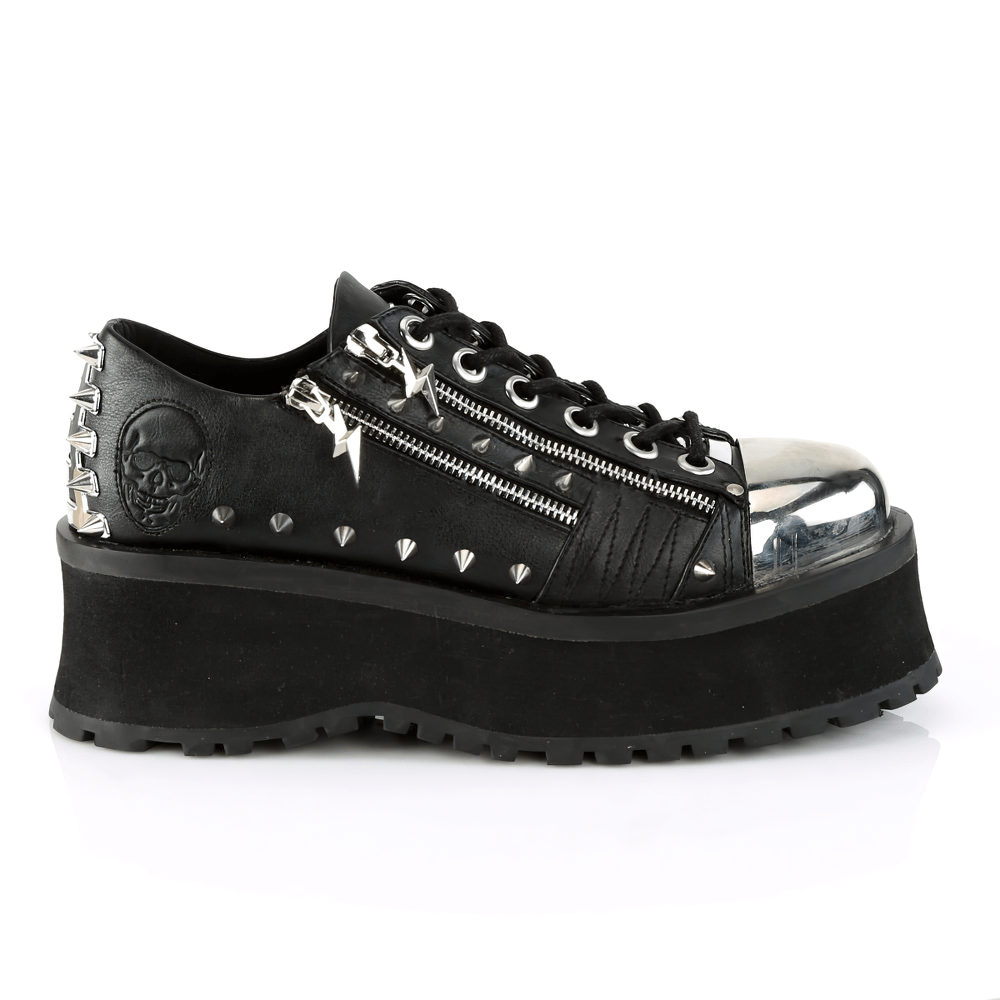 DEMONIA Studded Lace-Up Platform Sneakers with Metal Toe Cap