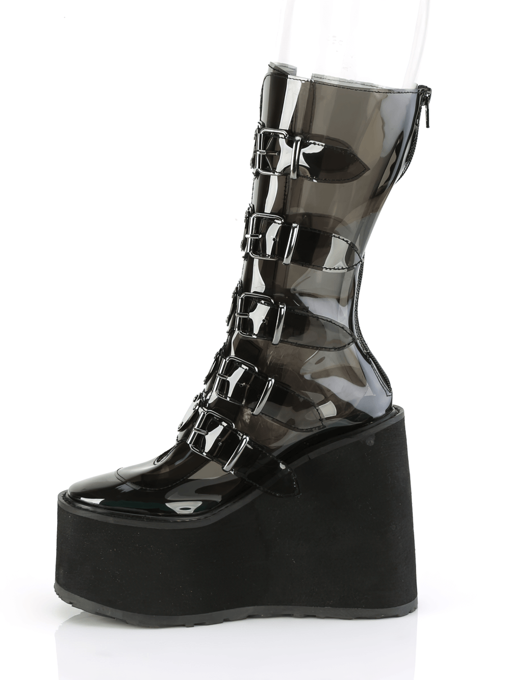 DEMONIA Stylish Platform Mid-Calf Boots with Heart Buckles