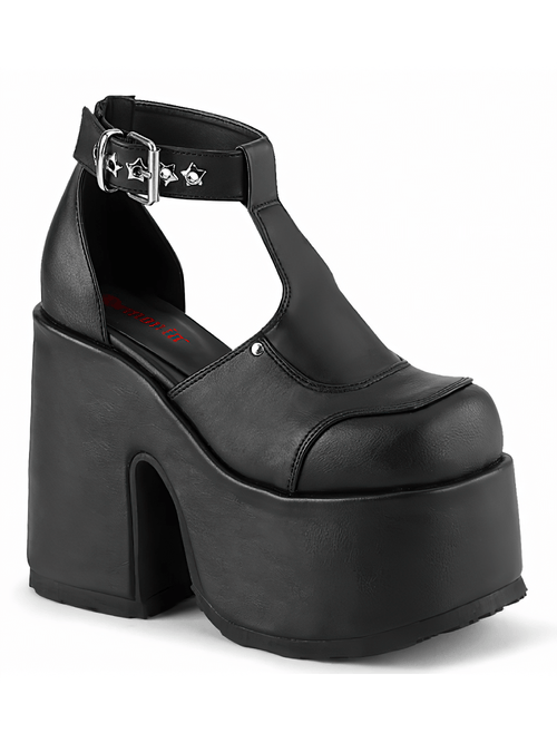 DEMONIA T-Riemen-Schuhe mit klobigen Absätzen und Sterndetails