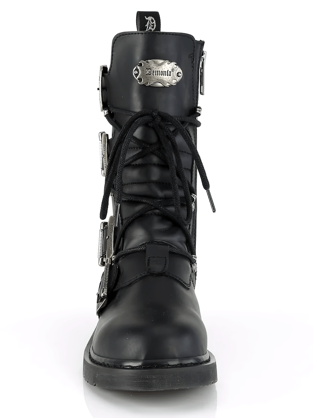 DEMONIA Unisex Boots with Lace-Up Front and Buckles