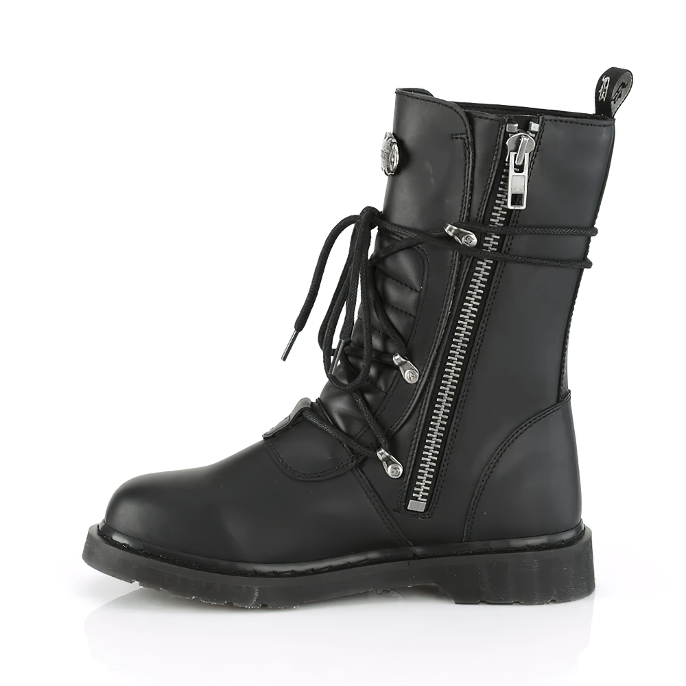 DEMONIA Unisex Boots with Lace-Up Front and Buckles