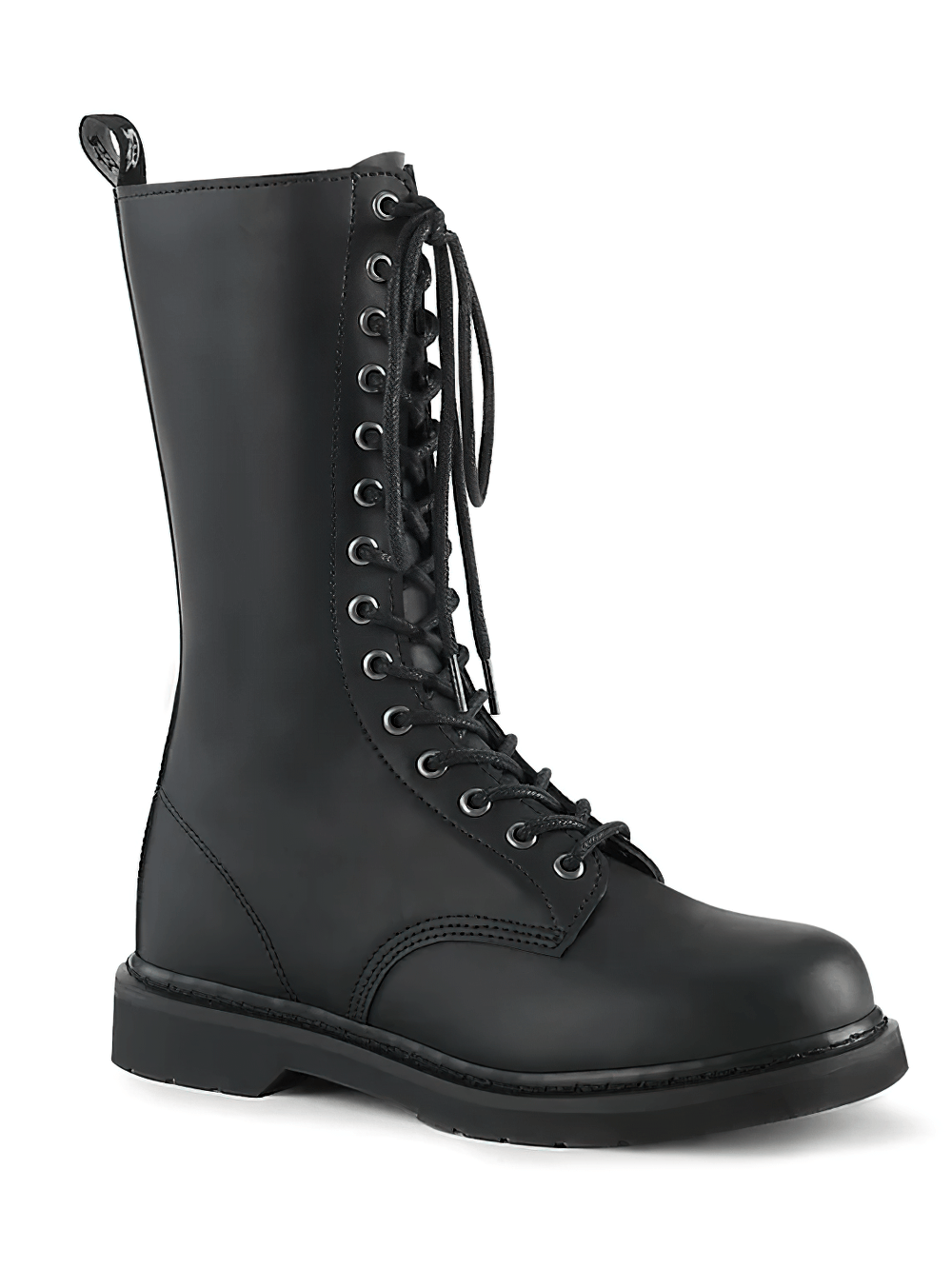 DEMONIA Unisex Leather 14-Eyelet Mid-Calf Boots
