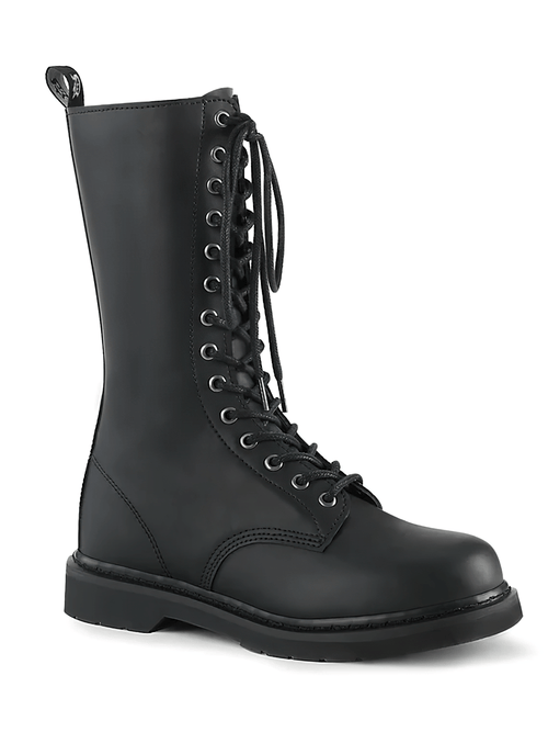 DEMONIA Bottes mi-mollet unisexes en cuir à 14 œillets