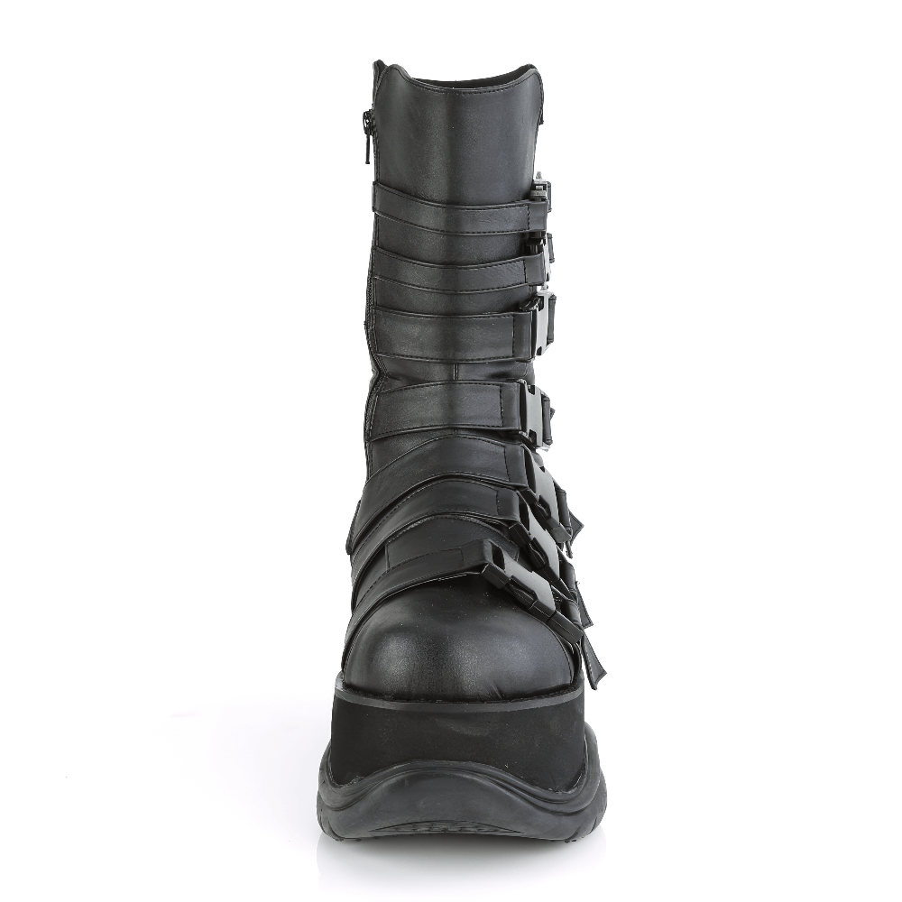 DEMONIA Unisex Strap-Laden Mid-Calf Platform Boots