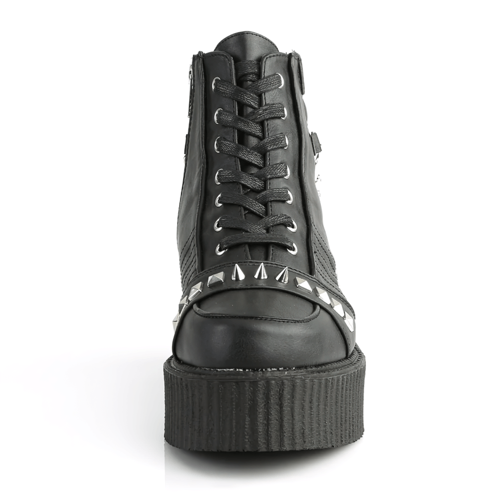 DEMONIA Vegan Leather Creepers with Edgy Chain Details