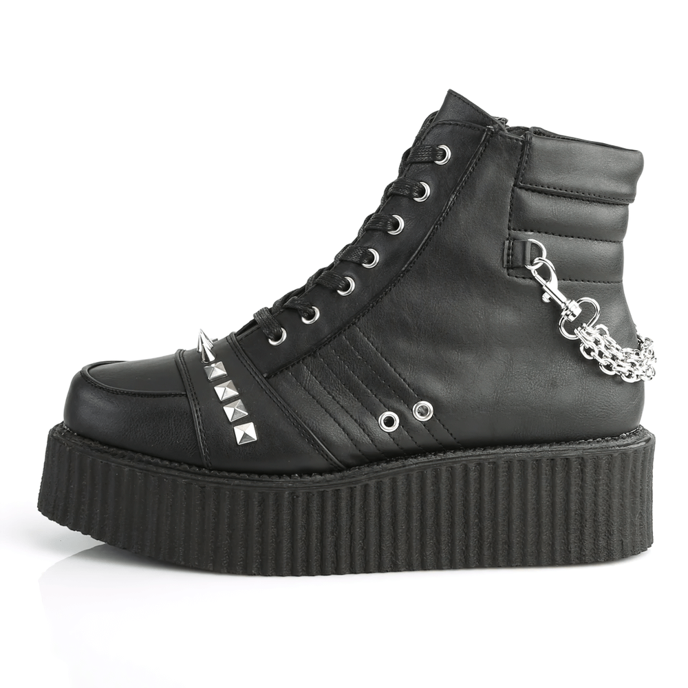 DEMONIA Vegan Leather Creepers with Edgy Chain Details