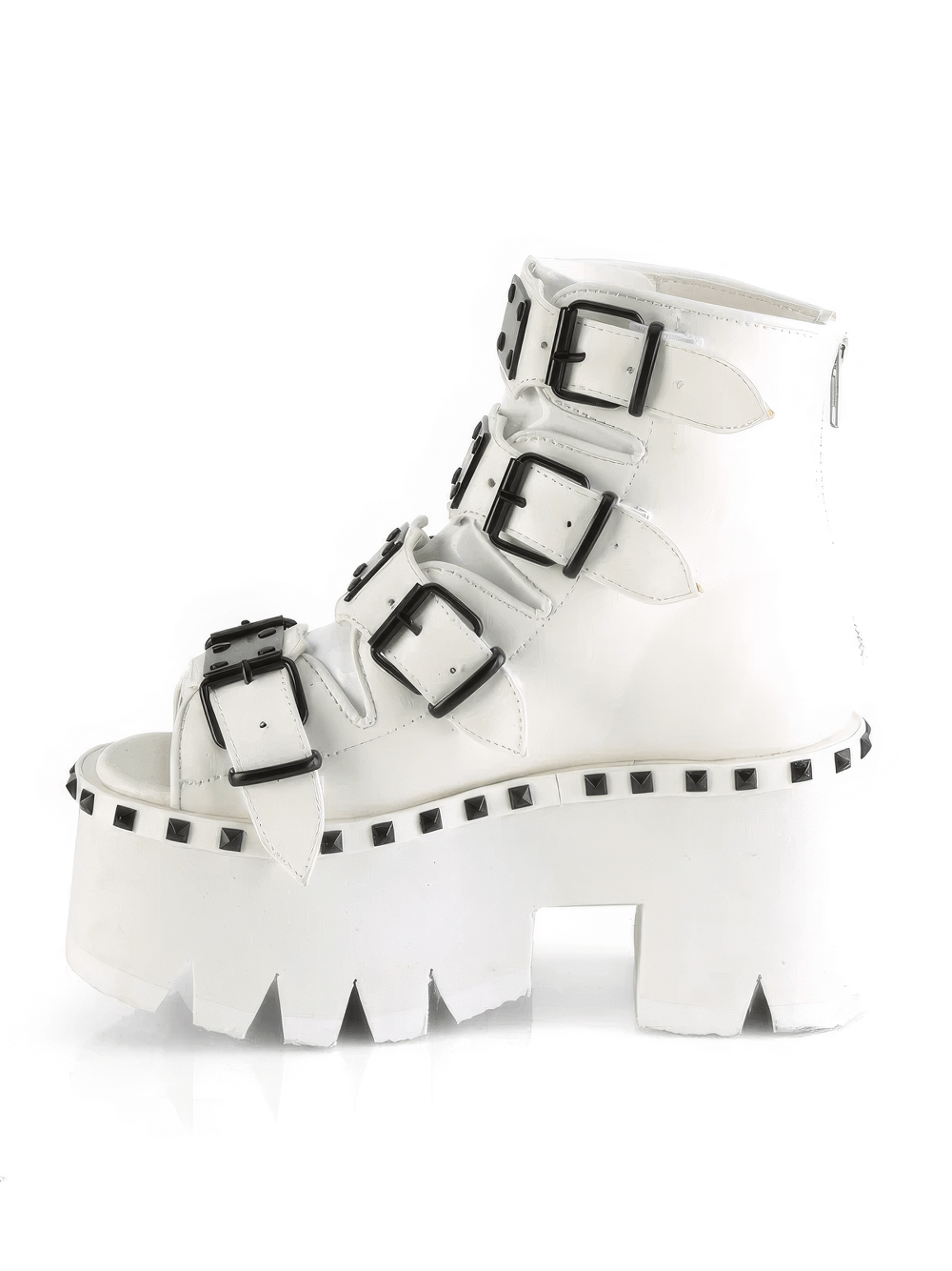 DEMONIA White Chunky Heel Platform Bootie Sandals