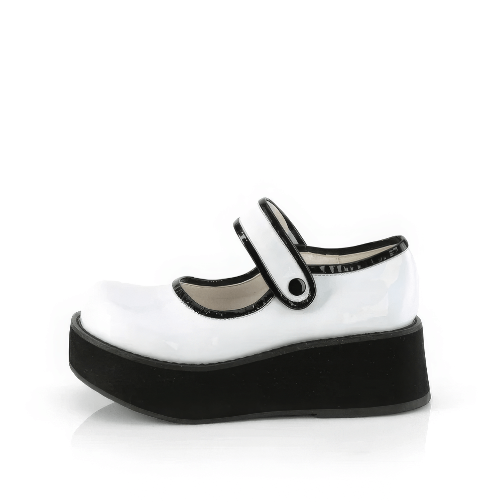 DEMONIA White Holographic Mary Jane Platform Shoes