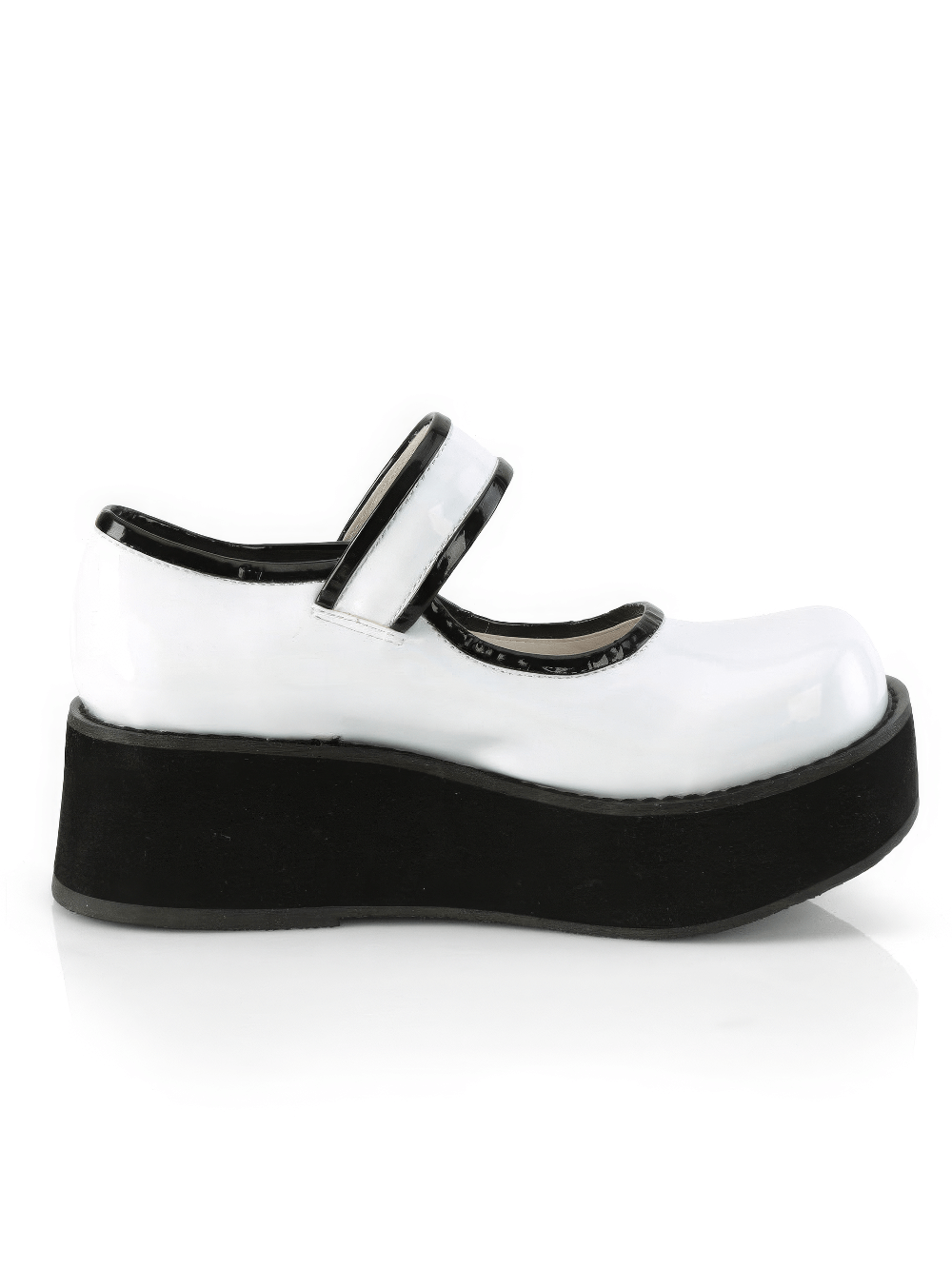 DEMONIA White Holographic Mary Jane Platform Shoes